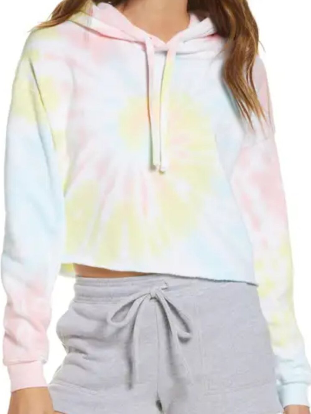 BELLA+CANVAS Crop Tie-Dye Fleece Hoodie